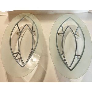 Set of 2 Glass Fish Trays With Metal Stand